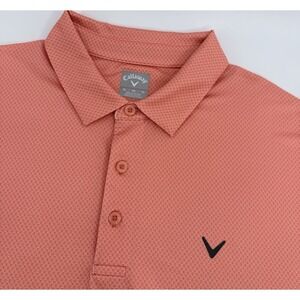 Callaway Golf Polo Men's XL Coral Orange Geometric Opti-Dri Performance